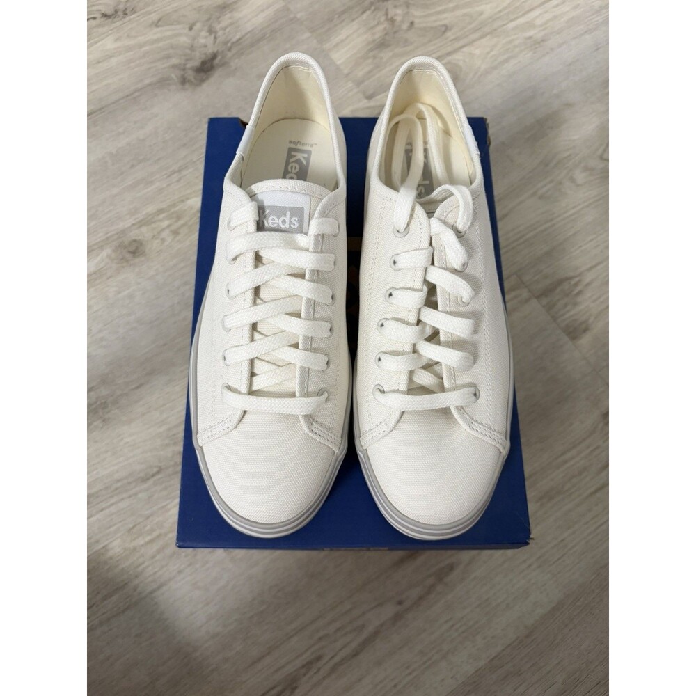 Keds Women's Platform Canvas Sneakers 6.5M White Triple UP Fox White/Gray
